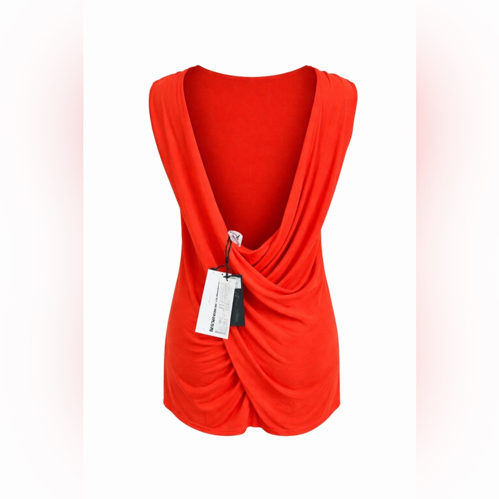 NWT Alexander Wang Draped Back Top Orange Red‎ Open Back Chic-Small